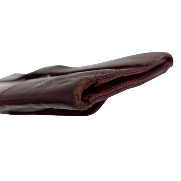 VTG Korean Genuine Eel Skin Trifold Wallet Checkbook Oxblood Red Magnetic Snap - Picture 10 of 11